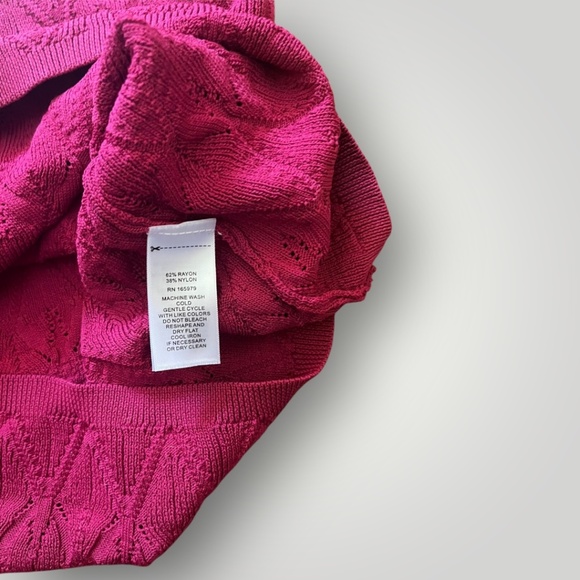 Adrienne Landau Quartz Knit Halter Sweater Tank Top Berry Pink Size M NWT Office - Picture 5 of 7